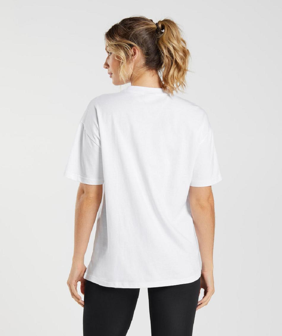 T Shirts Gymshark Entrenamiento Oversized Mujer Blancas | CO 2261NWY